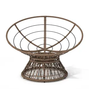 Bellemave 41.5" Ergonomic Wicker Chair with Cloud Thick Density Fabric Cushion, 3-proof Cover, High Capacity Iron Frame, Fluid 360 Degree Swivel for Reading Living Room Bedroom Lounge Brown Base