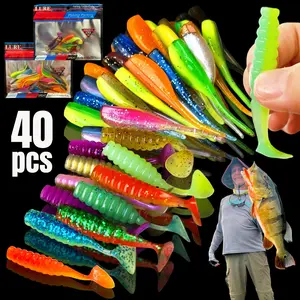 40pcs Fishing Soft Bait Set, Swimbait for Bream, Worm-Shaped Soft Bait, 4.2cm/6cm, Wiggling Imitation Lure, for Saltwater and Freshwater Bass, Trout, Crucian Carp, Fishing Lures