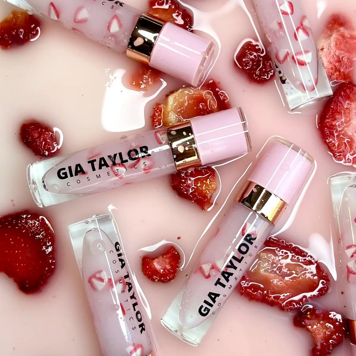 Pinkity Strawberry Coconut Gloss / Non Sticky Smooth Moisturizing Vegan and Cruelty Free