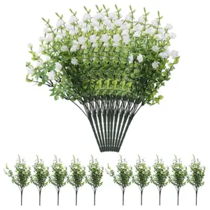 A Set of 20/10 Bundles Artificial Fake Flowers,Faux Outdoor Plastic Plants,UV Resistant Shrubs Outside Indoor Decorations,White Eucalyptus,New Year Gifts,Hand Tools Kits,Tools & Hardware