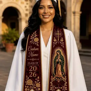 3 Styles Mexican Graduation Stole 2026 Personalized Printed (NOT EMBROIDERED) – Virgen de Guadalupe Sash