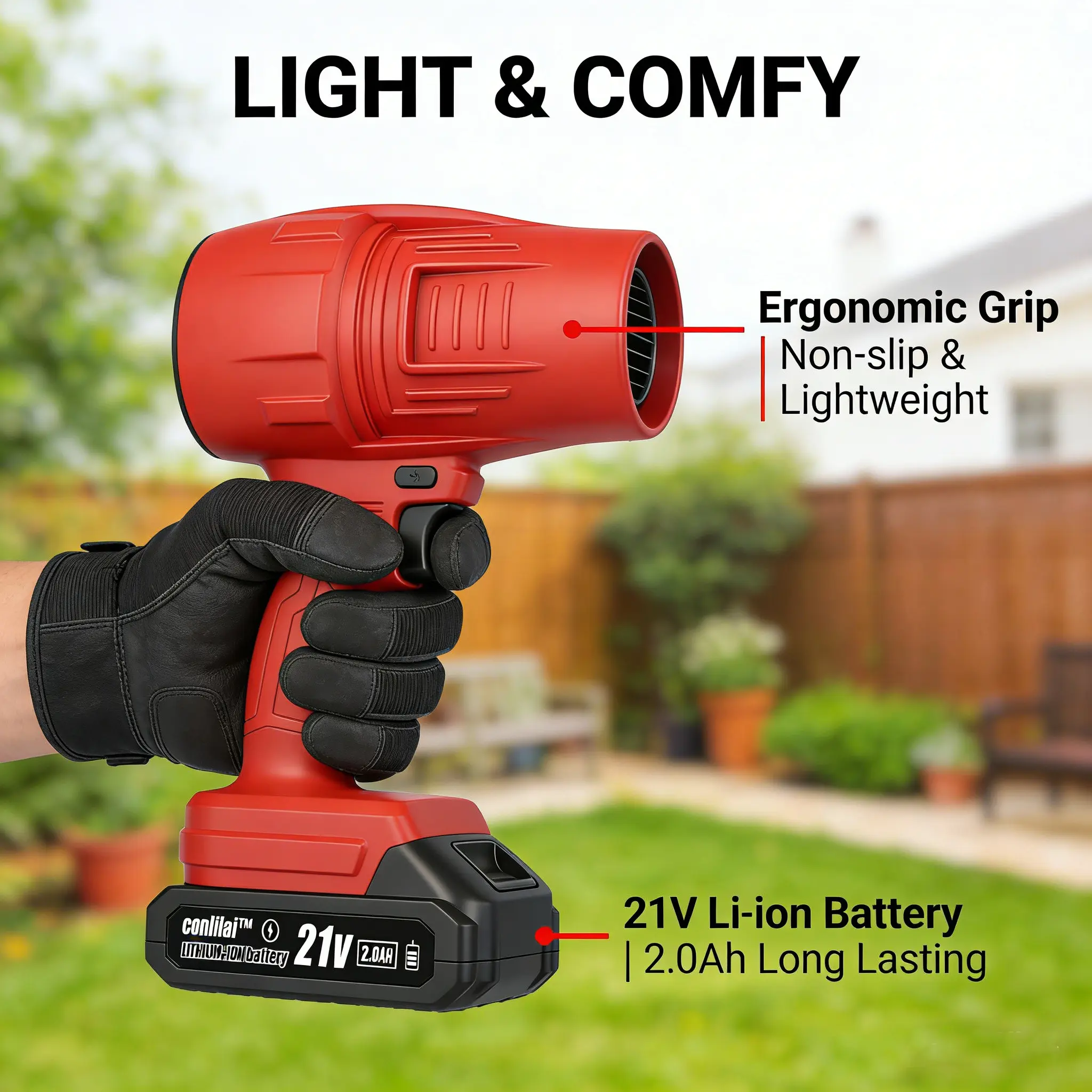 21V Lithium Battery Handheld Portable Blower - Aircraft Engine Design Cordless Air Duster, 1-Touch Clean Lightweight Dryer for Home, Car