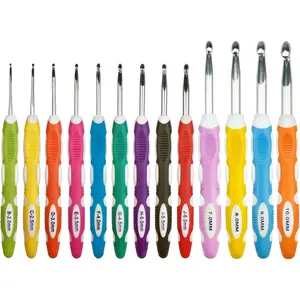 13 Sizes Crochet Hooks Set, Non-Slip Handle Crochet Hooks for  Hands,Extra Long Crochet Hooks  2mm(B)-10mm(N)