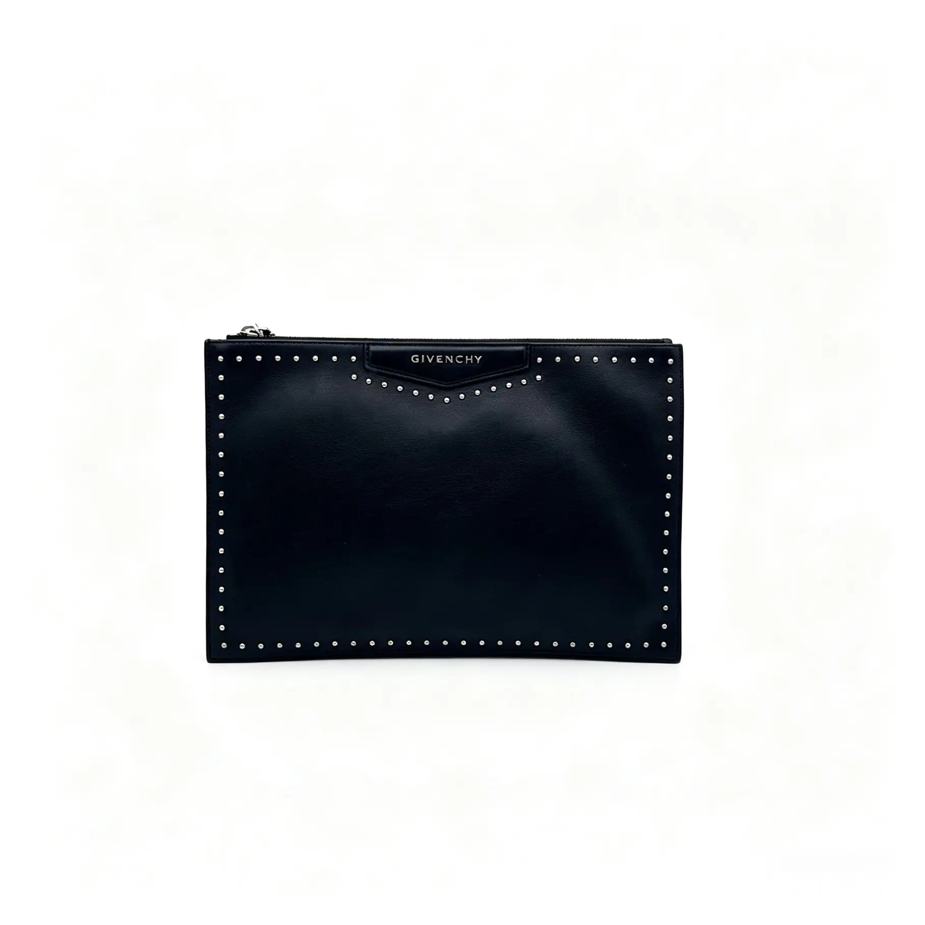 Pre-owned GIVENCHY H5 studded top handle bag, black grain small cowhide leather, HW H22505