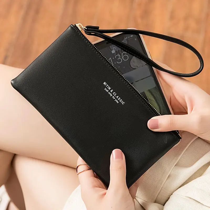 Women's Fashion Letter Decorative Zipper Long Wallet, Casual PU Handbag, High-Quality Daily Purse, Perfect for Holidays，Suitable for Thanksgiving and Christmas. Valentine's Day