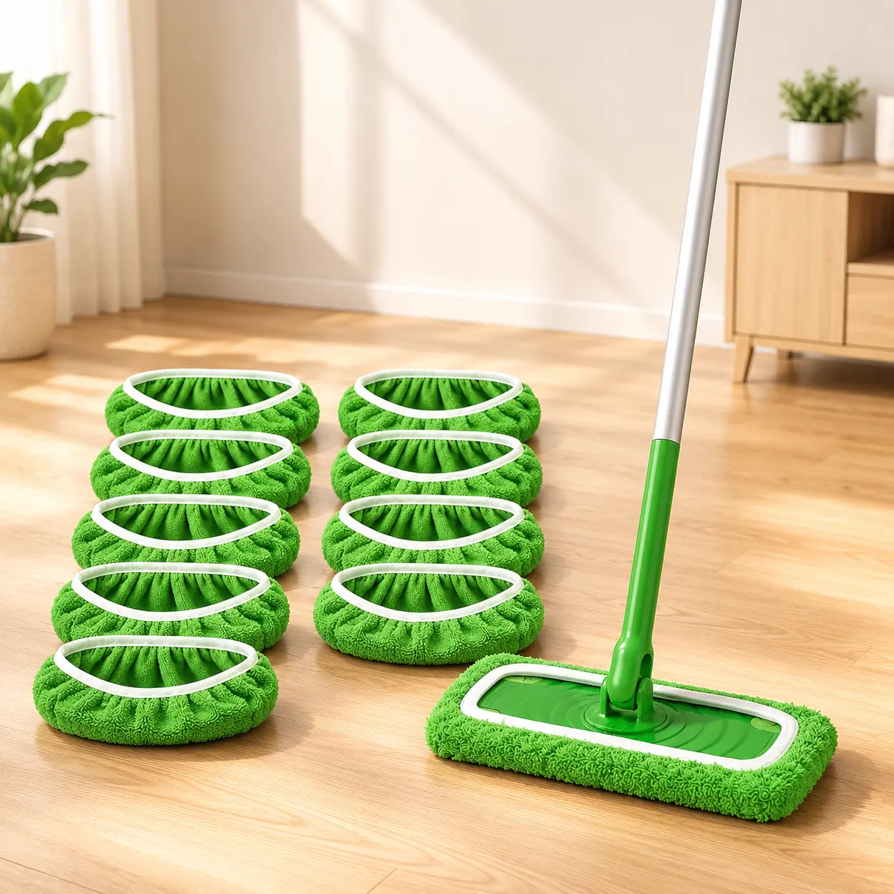 10 Count "10×4.5 Inch"&”17×5Inch“ Microfiber Mop Replacement Pads, Multi-Surface Wet & Dry Sweeping Refill Cloths Compatible with Swiffer Flat Mop and Rotating Spin Mop, Durable Washable Floor Cleaning Supplies