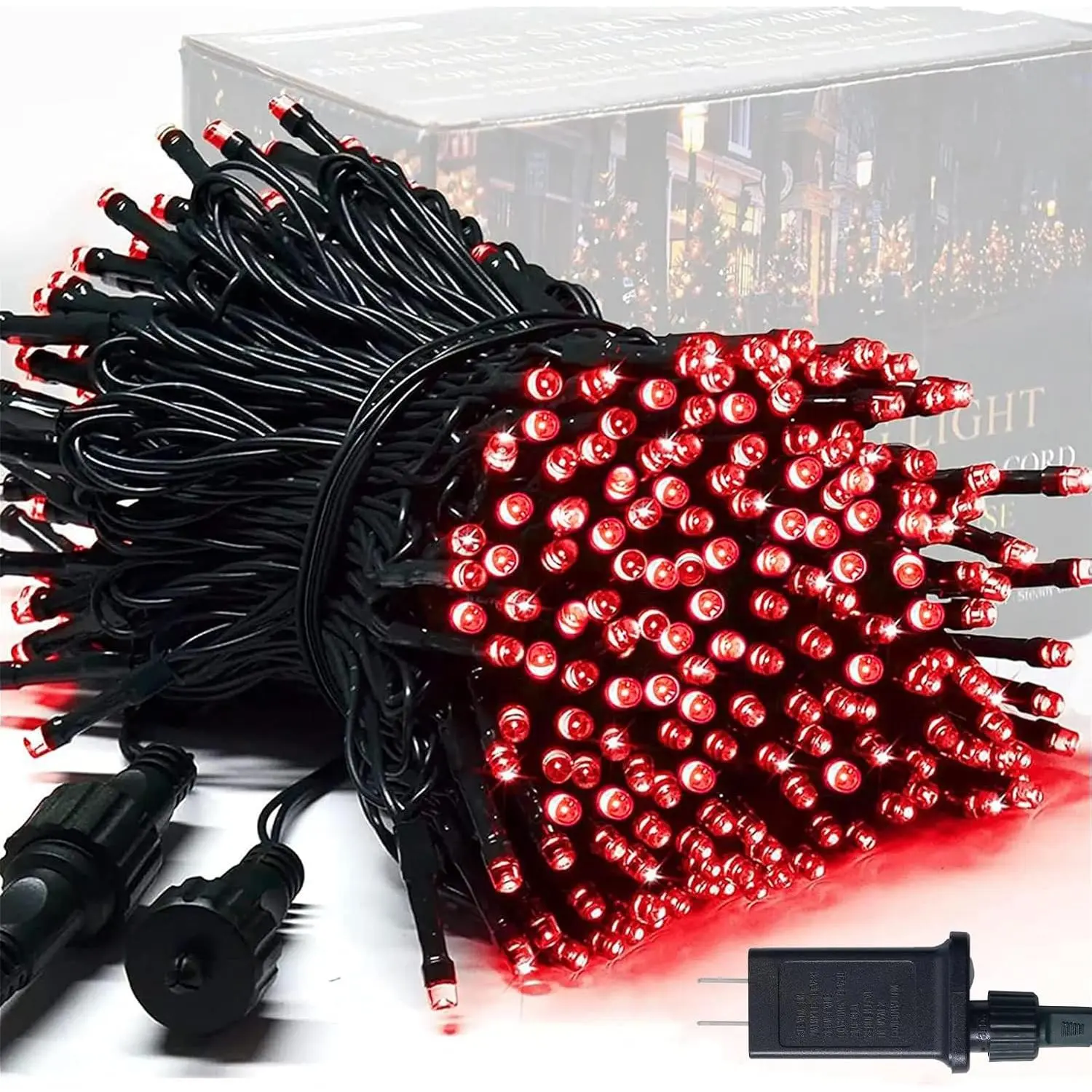 250 LED Red String Lights with 8 Modes, 91.5ft Expandable Red Halloween Lights Outdoor , Christmas Twinkle Lights Indoor for Tree Patio Bedroom Party Holiday Decorations
