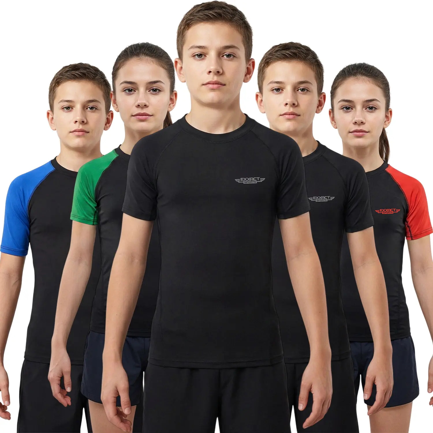 Exxact Sports Kids' BJJ Rash Guard, IBJJF Ranked Short Sleeve Fitted Top, Quick Dry Anti-Odour Compression Shirt for MMA & Wrestling Training