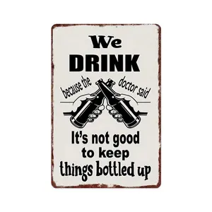 Dyenamic Art We Drink Backyard BarHumor Aluminum Metal Sign, Black(Oktoberfest) -  The size is 12x8 inches