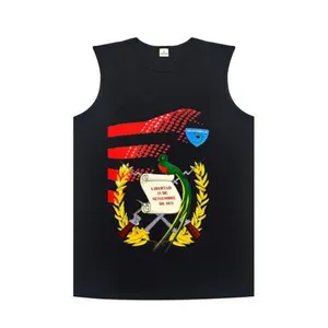 Men's Fitted Cotton Athletic Tank Top - Smooth, Soft, Stretchable, Breathable Sleeveless Fabric with Brazil National Emblem, Parrot, Laurel Wreath Prints for Brazil Fans' Casual Streetwear