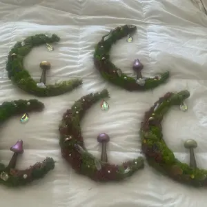 Magic crystal gold mushroom moon wreath! With crystals!