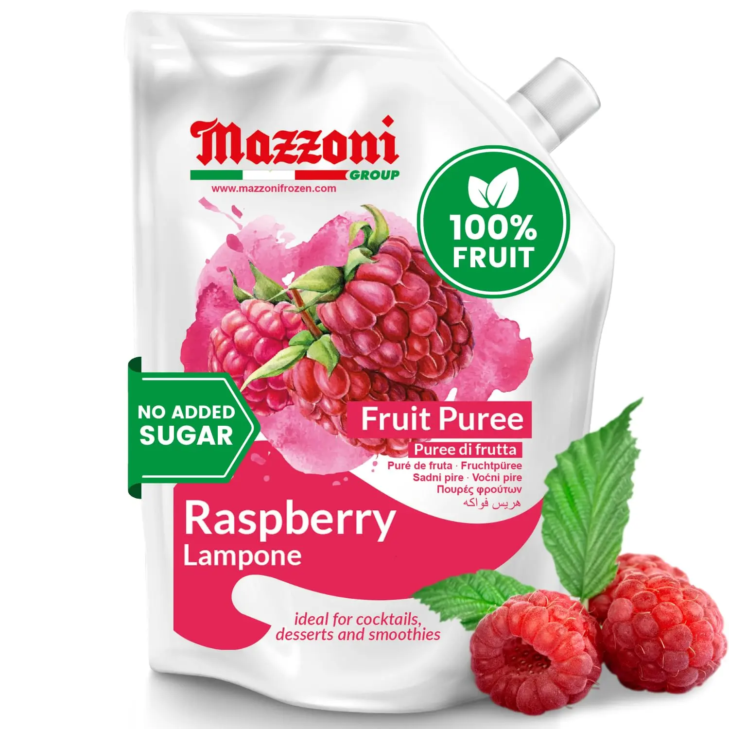 Raspberry Puree, 100% Pure Raspberries, Just Fruit, No Sugar Added, 2.2 lb
