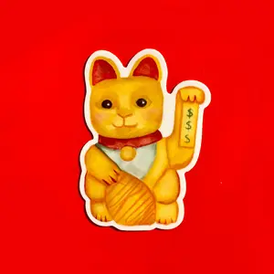 Lucky Cat Watercolor Sticker