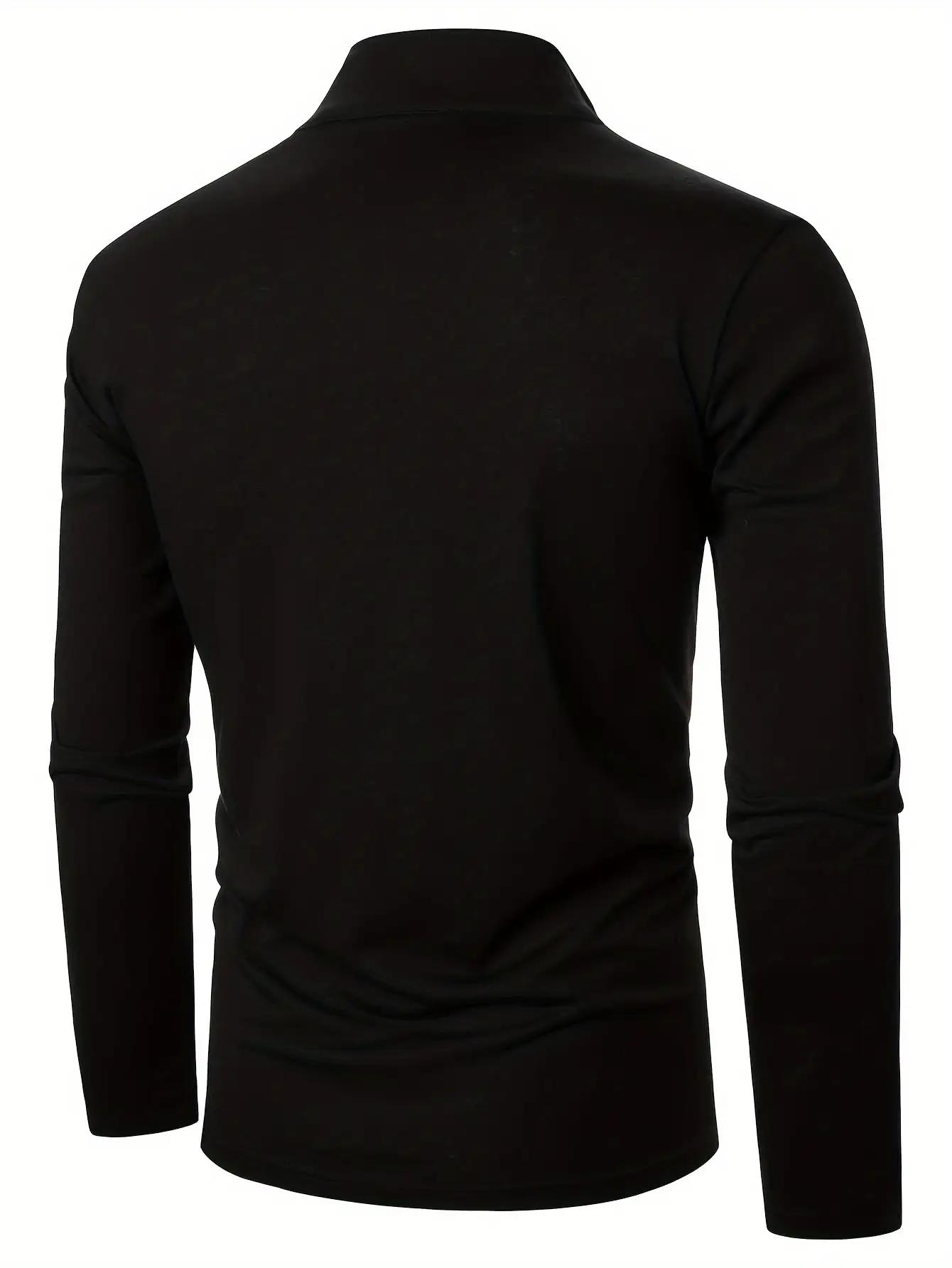 Men's Quarter Zip Polo Shirt Long Sleeve Color Block Pullover Casual Golf Shirt Stand Collar Sweatshirt Tops