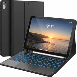 [CHESONA] for iPad 10th Generation Case with Keyboard, 7 Color Backlight, Multi-Touch Trackpad, Flip Stand Case with Pencil Holder, 2 Wireless Channels for iPad (A16) 11th/10th Gen (2025/2022), （Black）