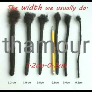 Dreadlocks black Tips Color Human Hair Dreadlocks Extensions Handmade Locs For Men and Women 0.4cm-0.6cm Thickness