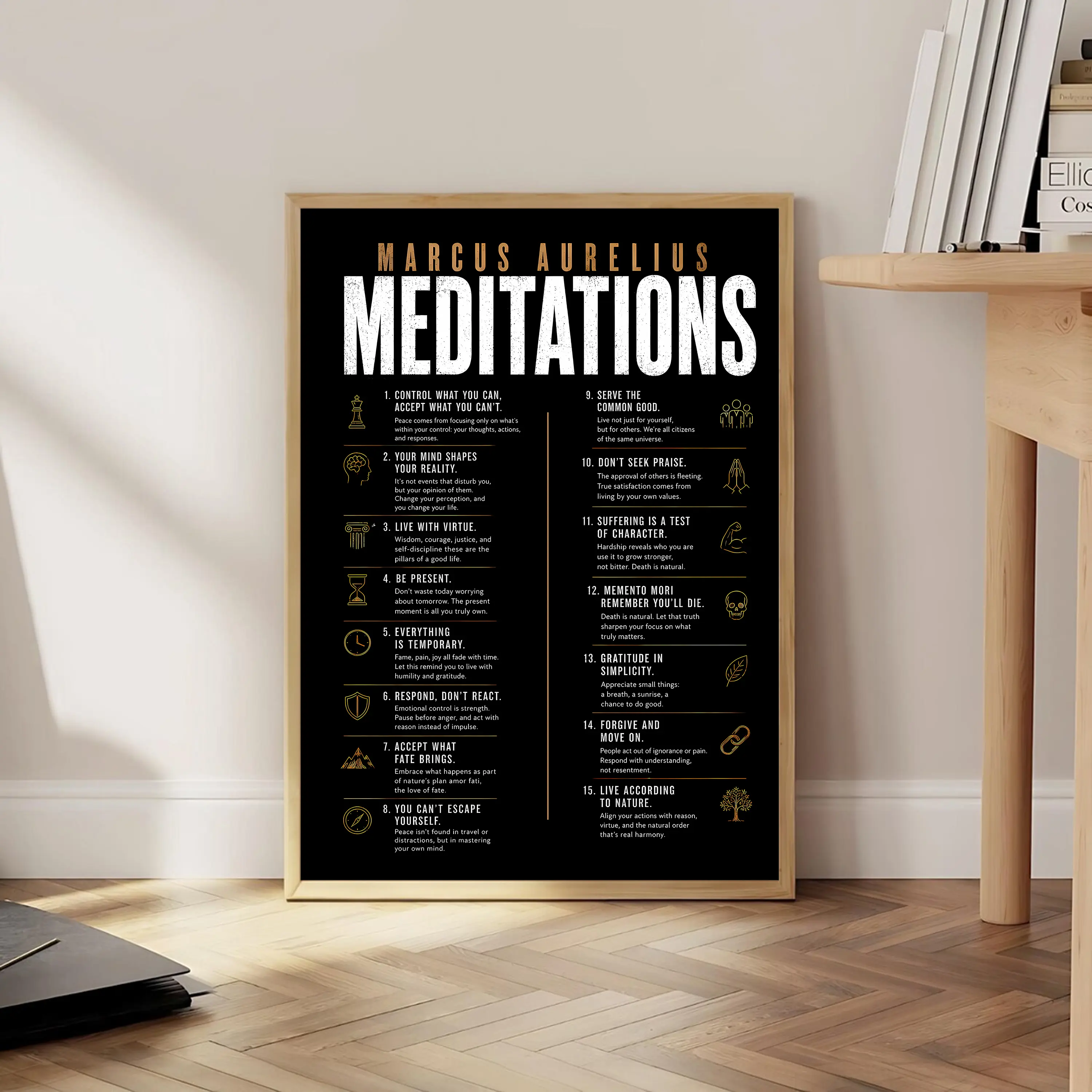 Marcus Aurelius Meditations Wall Poster, Home Decor Print for Living Room Bedroom