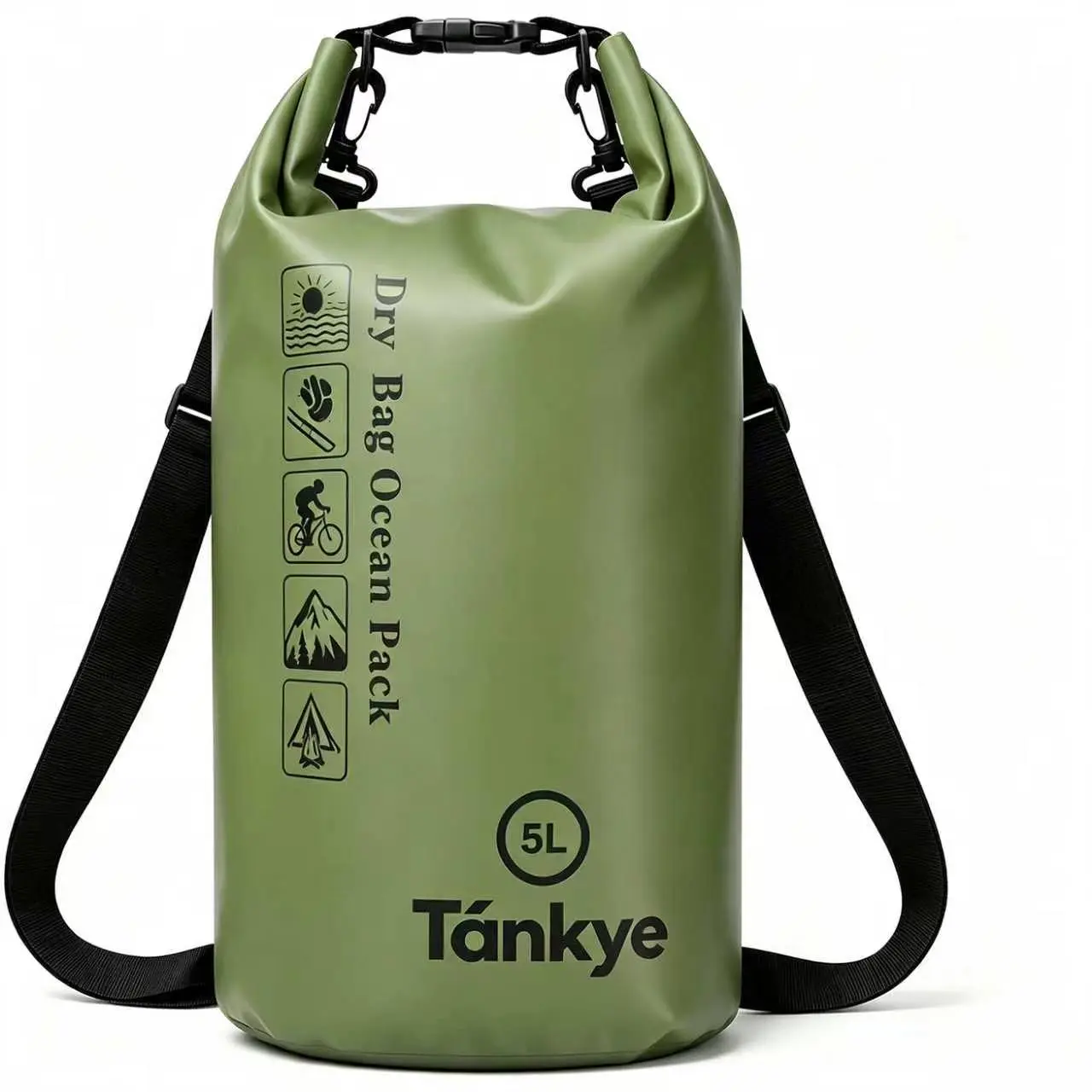 TÁNKYE 5L Unisex Waterproof Dry Bag Ocean Pack - Roll Top Storage Sack with Adjustable Shoulder Strap, Free Waterproof Phone Case, Lightweight Backpack for Kayaking, Camping, Hiking
