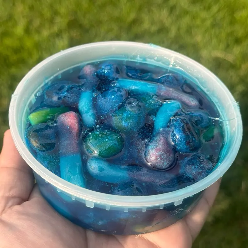 Gummy Glaze Blue Raz goo - Blue Colored Gummy Candy in a Container