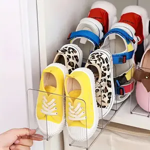 [1pc Acrylic Shoe Rack] 1pc Transparent Acrylic 4-Lattice Shoes Storage Organiser Rack for Children | Baby Shoe Rack Shoe Rack for Kids Shoe Organizer for Children