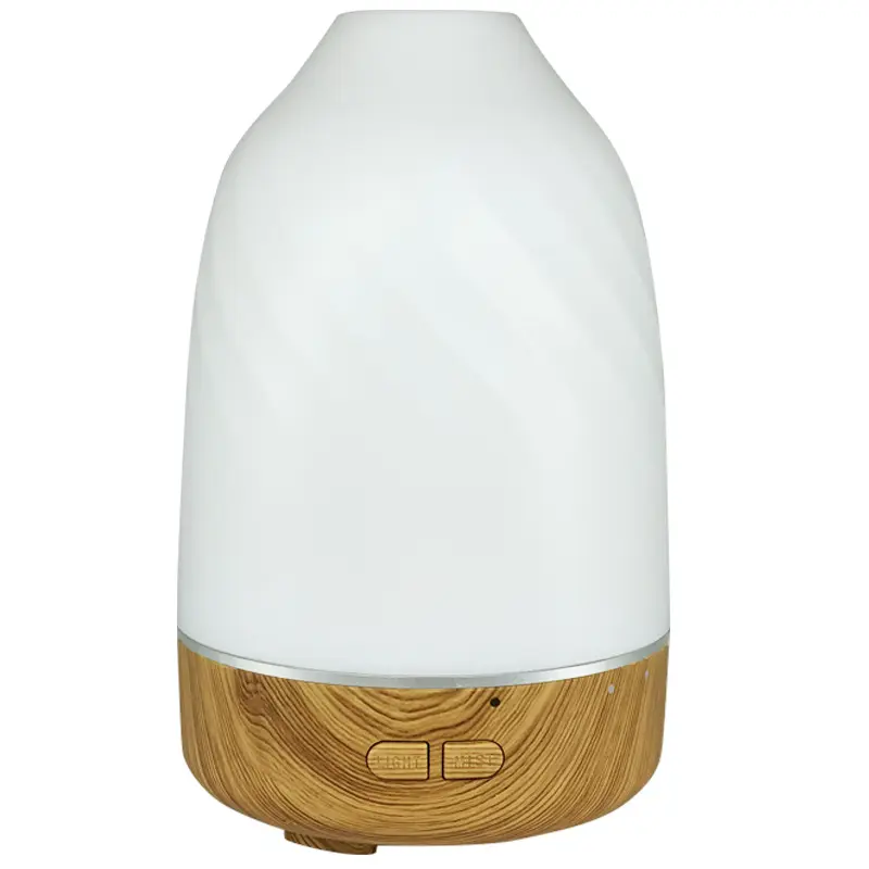 18x8cm Wooden Color Changing Luminous Ultrasound Aroma Diffuser-Air Humidifier, Essential Oil Compatible, Compact Device with 7-Color Warm Lights, Large Mist Output, Stable Performance for Home Decoration, Hotel Rooms
