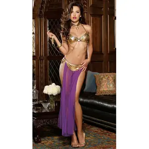 Lingerie set, patent leather mesh nightgown, sexy long dress