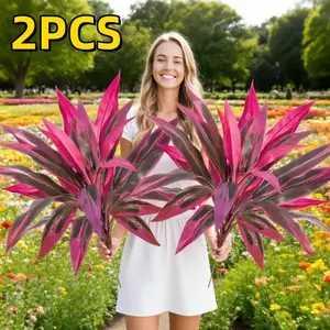 Set of Two Lifelike Oversized Outdoor Synthetic Blooms, Weatherproof Plastic Plants, Ideal for Garden, Patio, Wedding, Party, Photography Decor