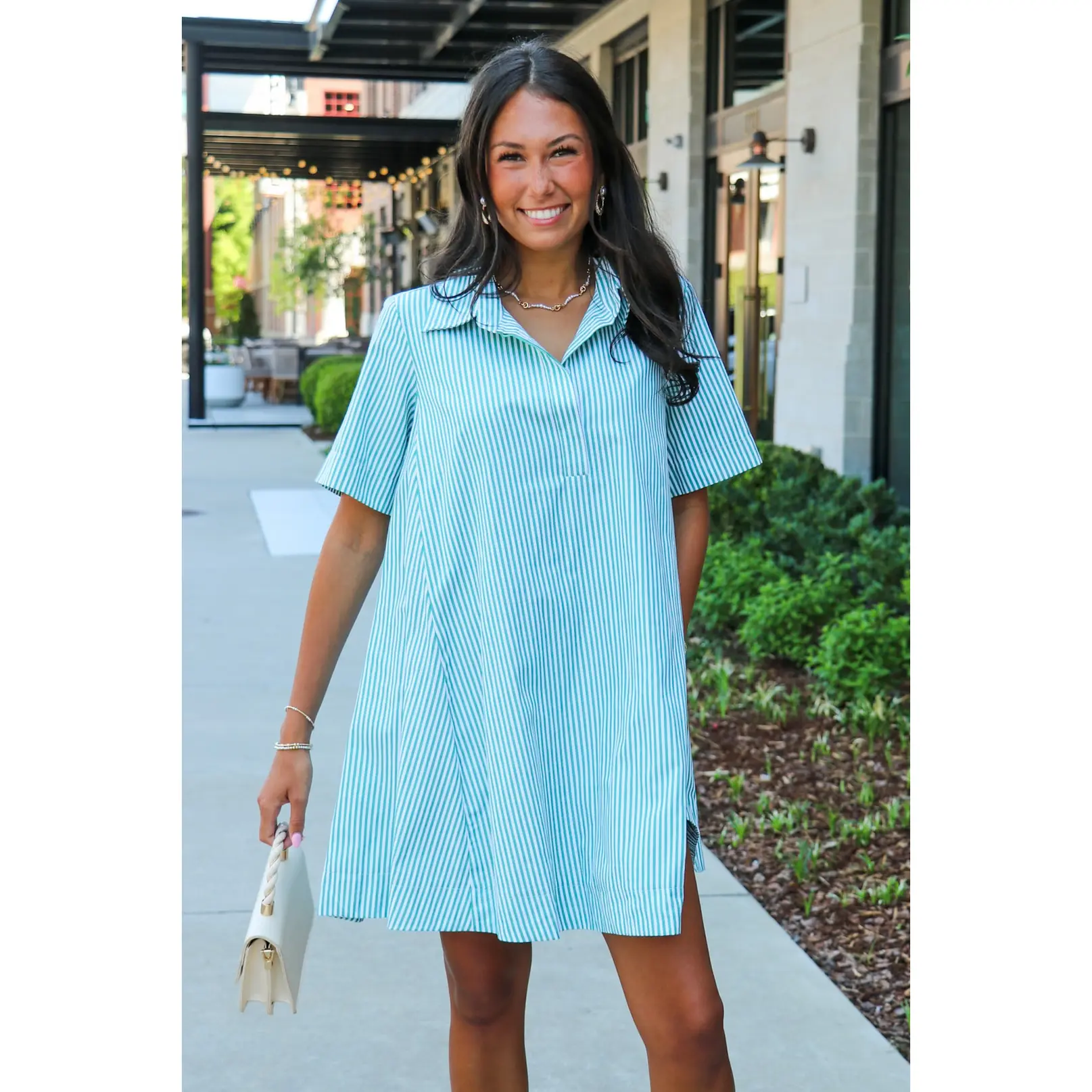 The Mainline Striped A-Line Swing Dress