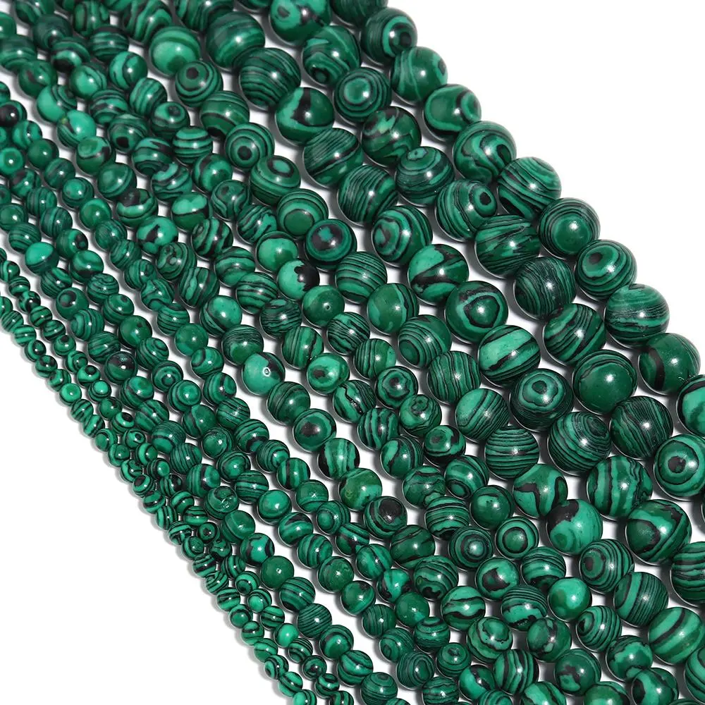 4 6 8 10 12mm Green Malachite Stone Beads Natural Stone Beads Round Loose Spacer Beads For Jewelry Making DIY Bracelet Necklace
