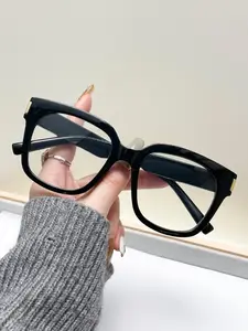 Unisex Simple Style Minimalist Square Frame Eyeglasses, Stylish Square Frames, Trendy Casual Full Rim Eyeglasses for Everyday Use, Fashion Accessories for Outdoor Activities, Square Frame Eyewear