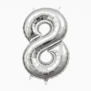 Silver Foil Air-Filled Number 8 Balloon