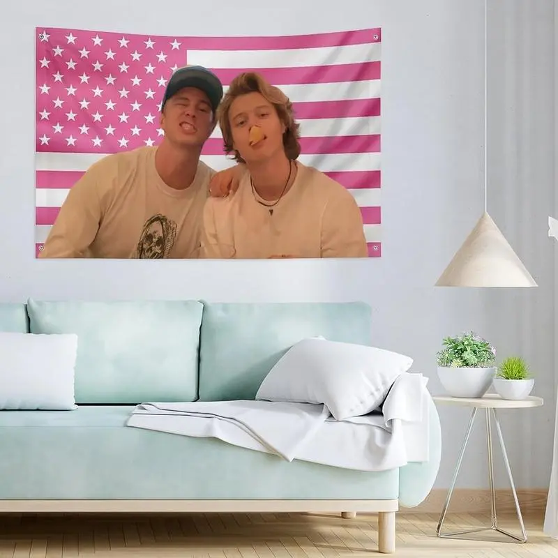 Drew JJ Pink Rafe America Funny Starkey Cameron Maybank Flag , Home Decor Tapestry for College Dorms, Outdoor Patios, Gift (Pink01) bedroom decor leopard room decor anime room decor cheap bedroom decor tapestry campingessentials