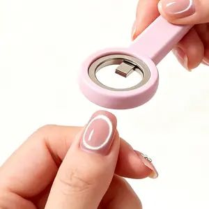 Handheld Hollow Cat Eye Magnet, Ring Design Nail Art Magnetic Wand with Comfort Grip, Fast & Even Cat Eye Effect for All Cat Eye Polishes, Home & Salon