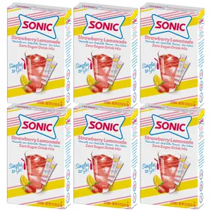 Sonic Singles to Go Powdered Drink Mix, Strawberry Lemonade, 6 Sticks per Box, 6 Boxes included (36 Sticks Total)