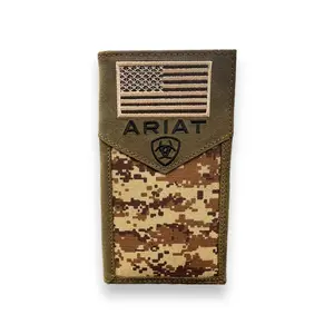 Men's Ariat Rodeo Wallet/Checkbook Cover - Olive US Flag Camo