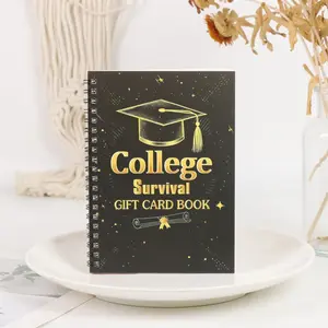 University Survival Essential Gift Card Book, Spiral Bound Graduation Gift Card Organizer, Luxury Gold Design, Perfect for College Students