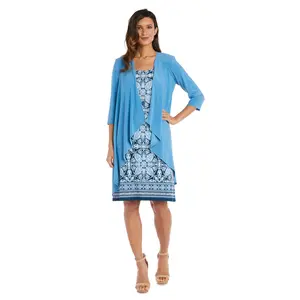 Two-Piece Puff Print Jacket Dress - Petite