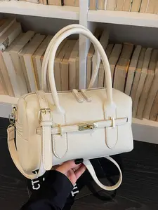 Women's Boston Handbag Small Bag, Simple Style Bowling Bag, Versatile Commuter Shoulder Crossbody Bag, Ideal for Daily Commute and Shopping