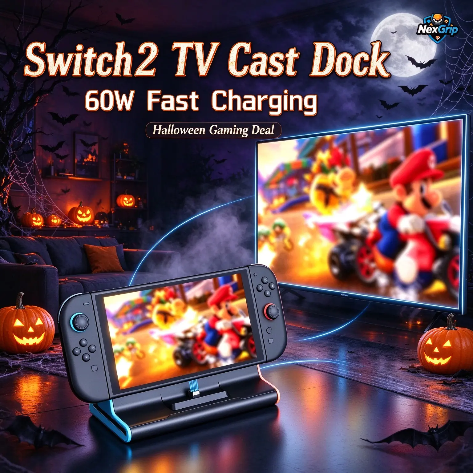 Portable Type-C Gaming Docking Station Compatible with Switch 2, 4K 120Hz HDMI TV Output, 60W PD Fast Charge, High-Speed USB Expansion Hub, Great Black Friday 2026, Thanksgiving & Christmas Gift Ideas