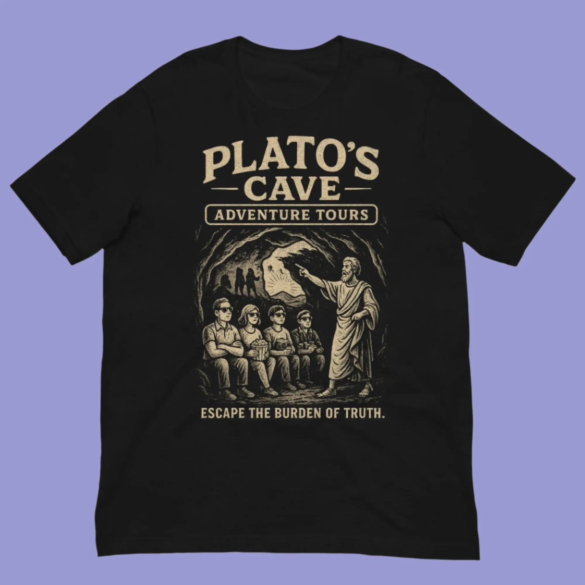 Plato’s Cave Adventure Tours Mythology Shirt - Philosophy Allegory Graphic Tee - Dark Humor Plato Unisex Tee