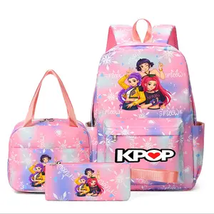 Women's Backpack Set, Korean Style Kopo Demon Hunter Print, Durable Material, Multiple Colors Available, Ideal Gift for Students & Travelers, School Backpacks
