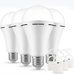 4 Pack Rechargeable Emergency Light Bulbs A19, Outdoor Camping Lamp Battery Powered LED Light Bulb 6000K Daylight E26 E27 with 1200mAh Screw Base  Flashlight Lighting for Home Power Outage Camping Hurricane