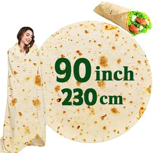 Funny Burrito Blanket, 1 Count Realistic Round Food Wrap Blanket, Soft Comfortable Bedding Blanket for Bed, Sofa, Car, Camping and Travel, Throw Blanket