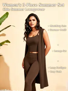 feminine suit comfortable casual wear Women's Summer Outfit Lounge Set summer 3 piece set outdoorfun plus size