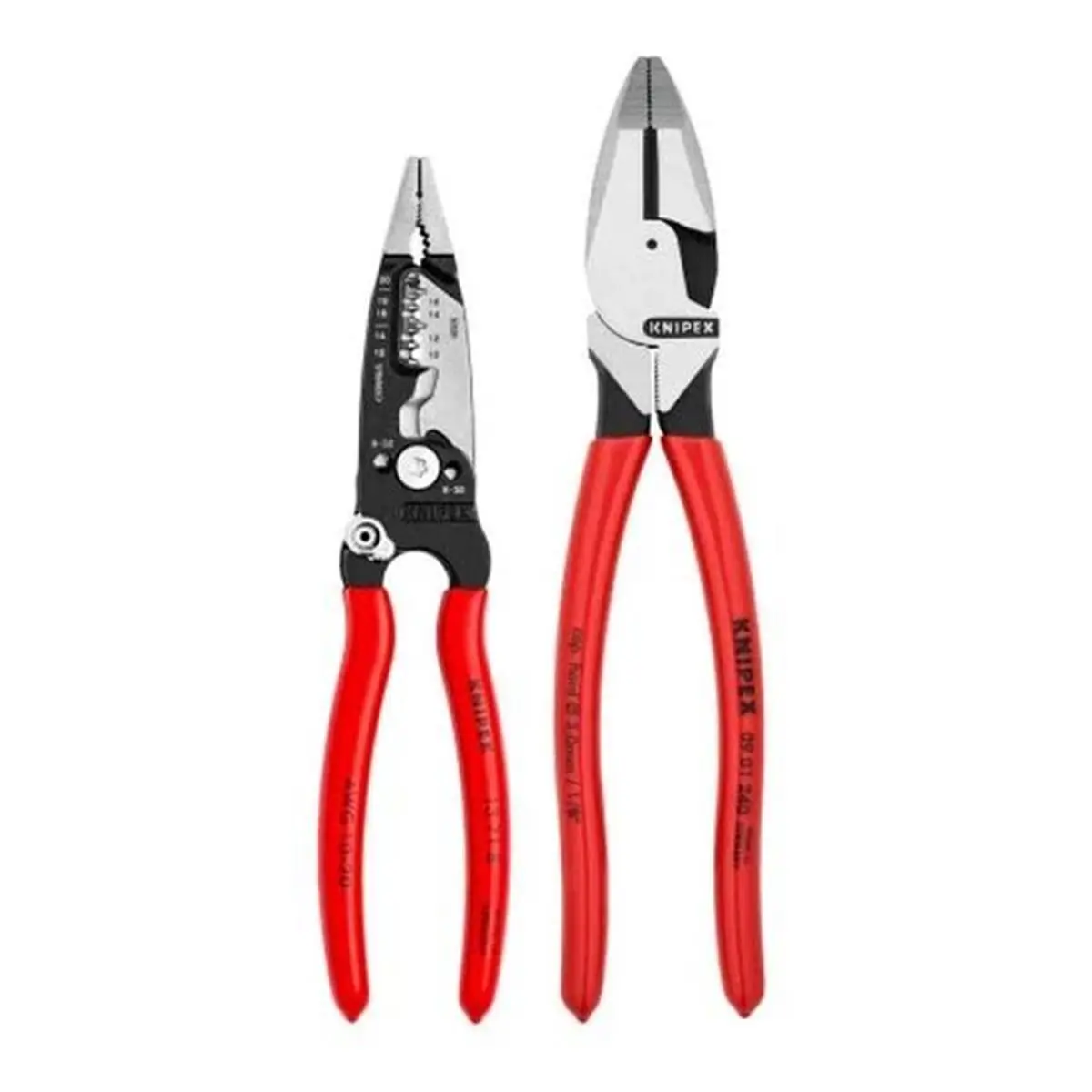 Knipex Electrical Plier Set, 2-Piece Heavy Duty Forged Steel Kit with High-Leverage Pliers with Cross-Knurled Jaws & a Wire Stripper, Hand Tools
