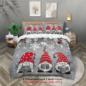 Christmas Theme Bedding Set, Decorative Bedding Set, Soft Comfortable Bedroom Decor, Includes Sheet & Pillowcases, Perfect for Dorms & Guest Rooms