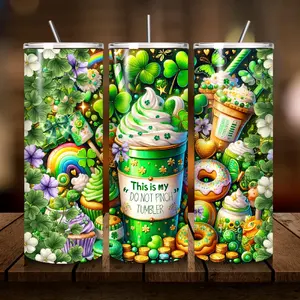 New 20 oz stainless steel Theme tumblers W/ Straw