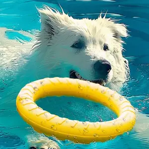 [HipiPet]  Indestructible dog chew toy for aggressive chewers, Frisbee for medium/large dog training ring, floating dog ring toy for throwing, catching, flying, lightweight dog toy