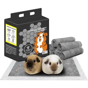 Guinea Pig Bedding, Disposable Guinea Pig Cage Liners, Charcoal Odor Controlling Absorbent  Pee Pads for Rabbits, Hamster and Other Small . 18''x24'',50 Count