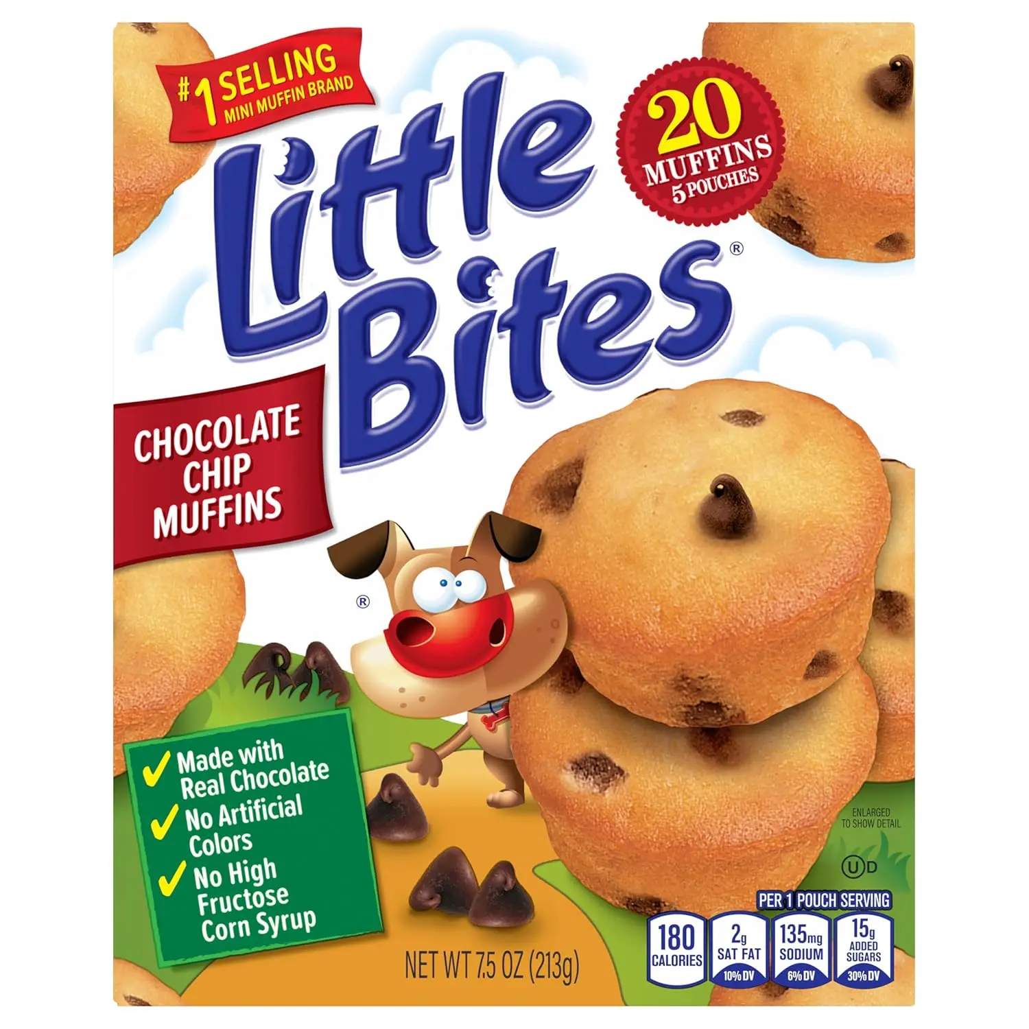 Little Bites Chocolatey Chip Muffins, 5 individual packs, (1.5 oz each), Made with Real Chocolate Chip Mini Muffins, 7.5 oz Multipack